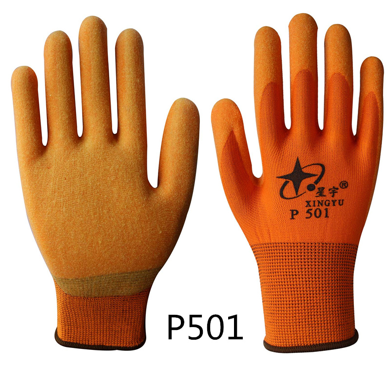P501 十三针尼龙进口塑胶发泡手套